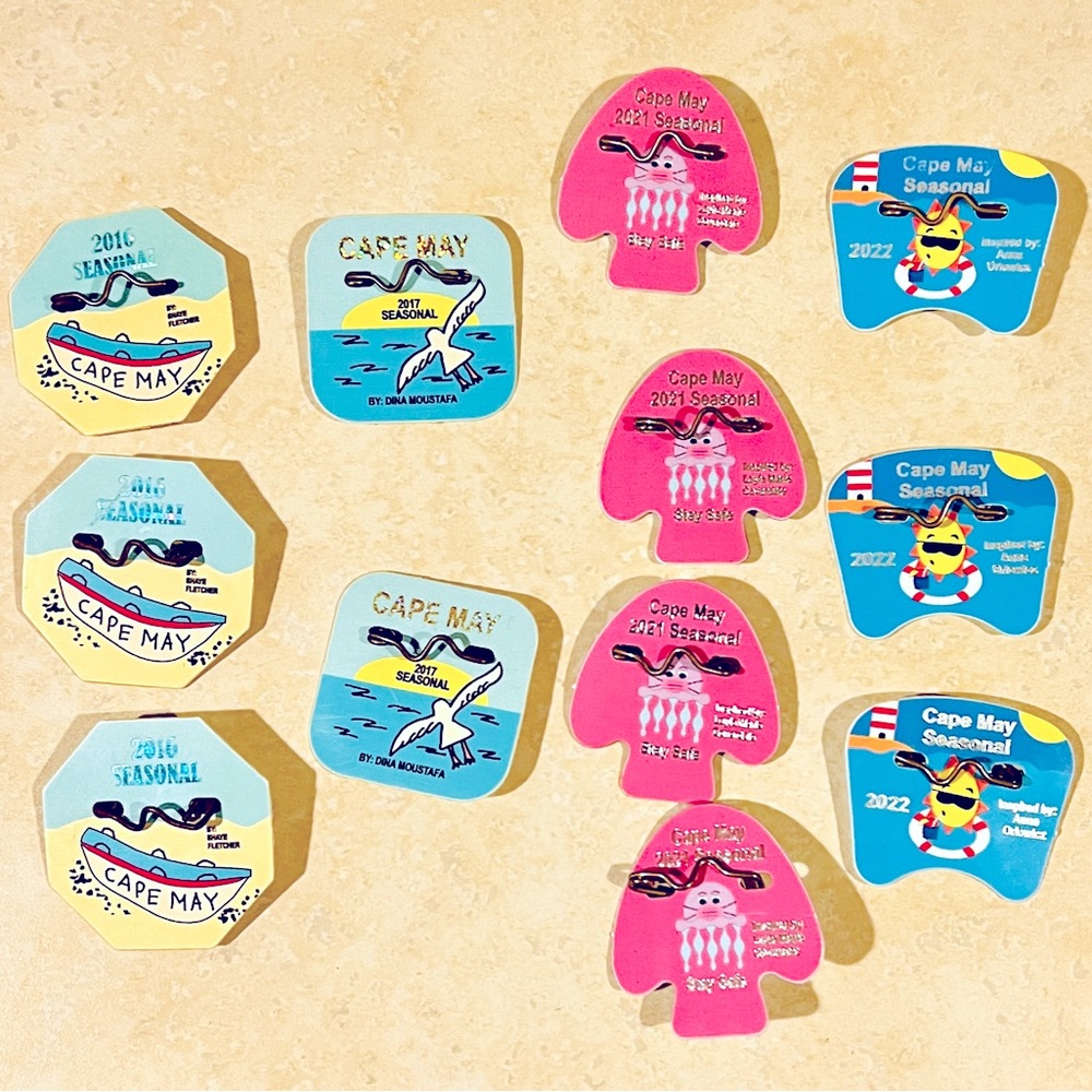 Cape May, NJ Beach Tags- 2016, 2017, 2021, 2022. Seasonal. Lot of Twelve.